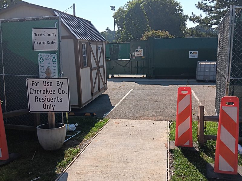Cherokee County residents can drop off their recycling at Hobgood Park again starting Tuesday after the site was closed for more than a month due to road construction.