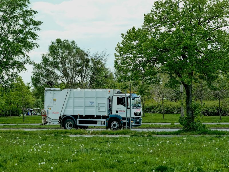 a truck parked in a park