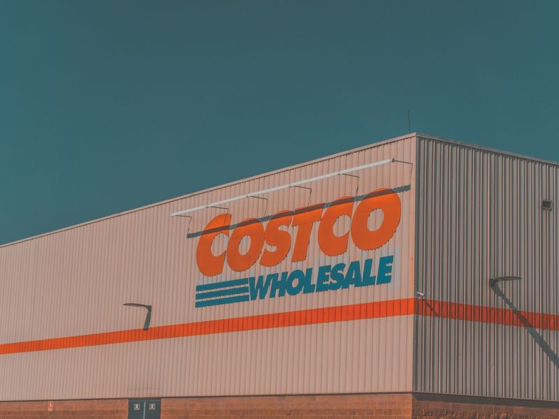 a building with a sign that says costco whole sale