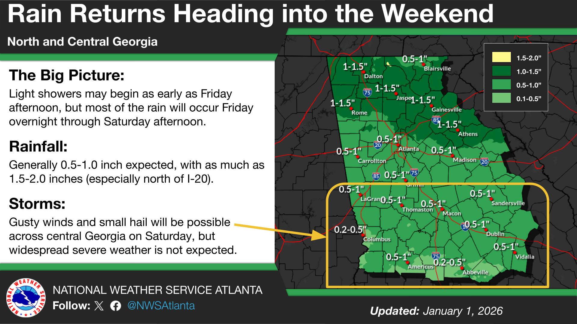 Rain Expected Across Georgia This Weekend