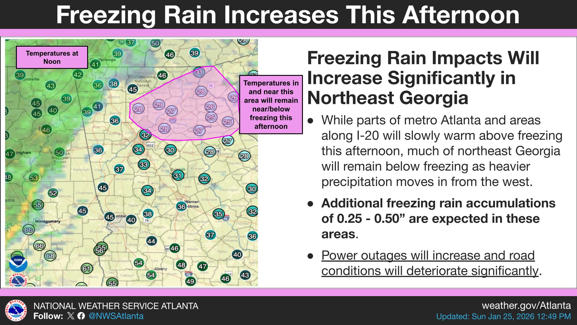 Ice Storm 2026: Freezing rain continues in northeast Georgia this afternoon
