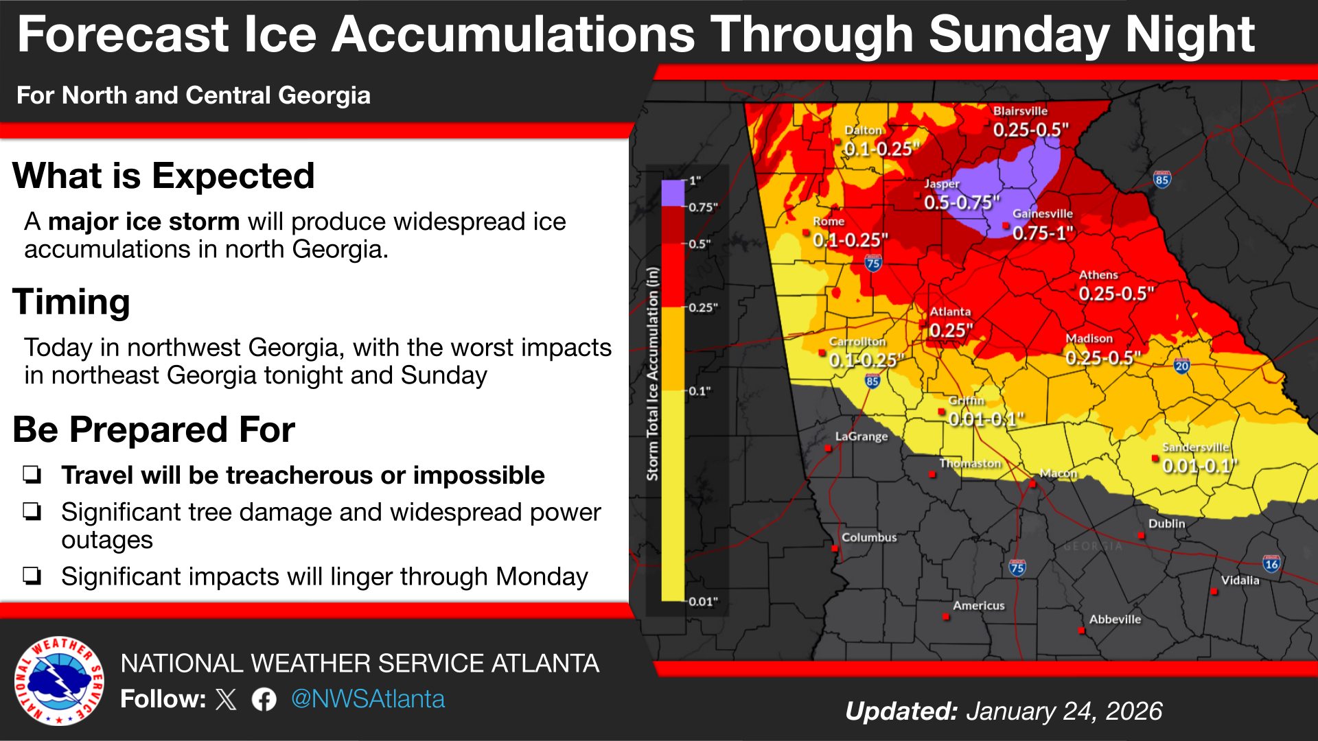How much ice will your area get this weekend?