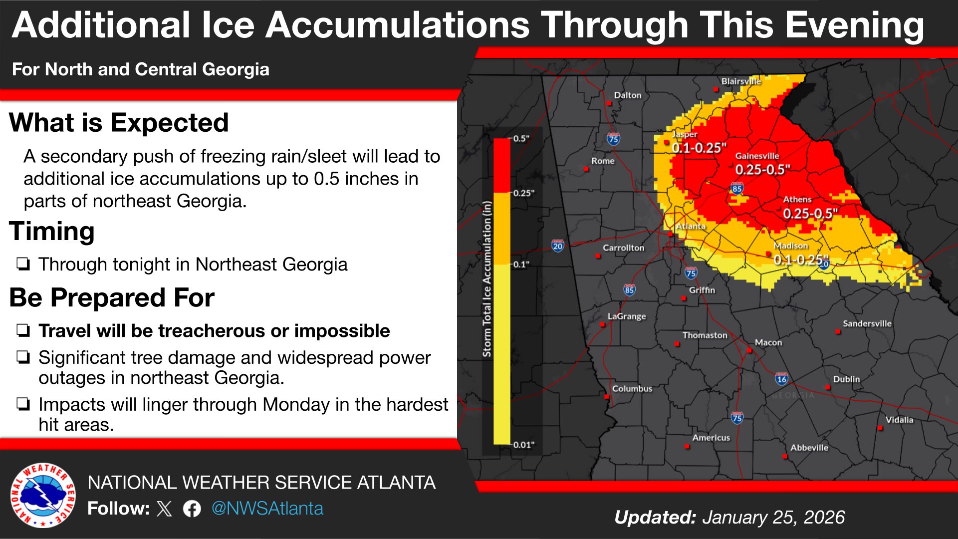 Ice storm isn’t over for northeast Georgia