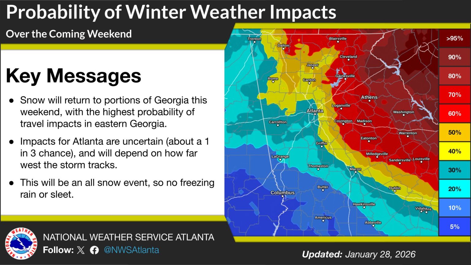 Snow expected in parts of Georgia this weekend