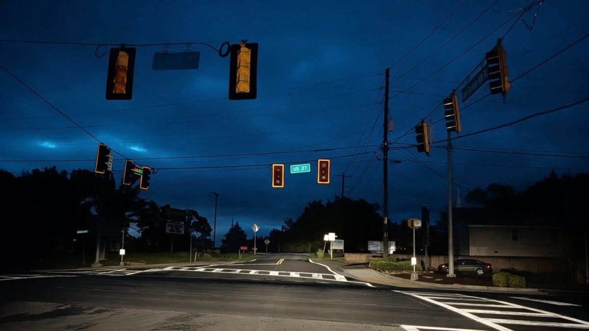 Traffic lights out on Highway 27 in Chickamauga after storms