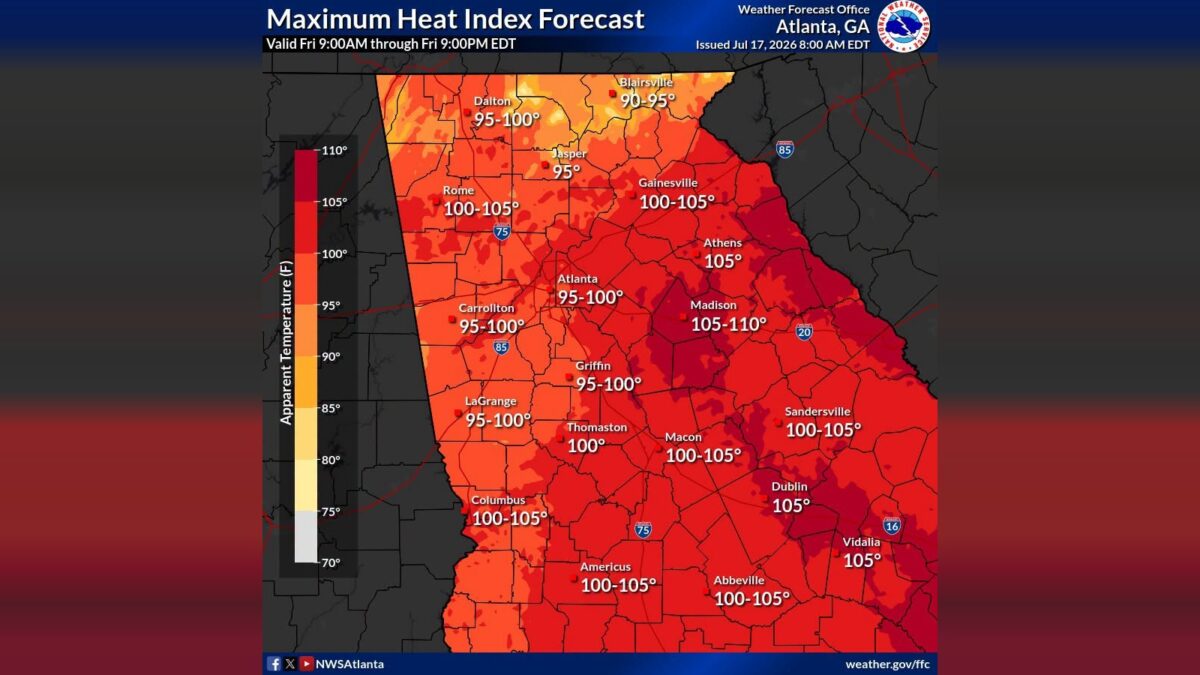 Dangerous heat and storms expected across Georgia Friday