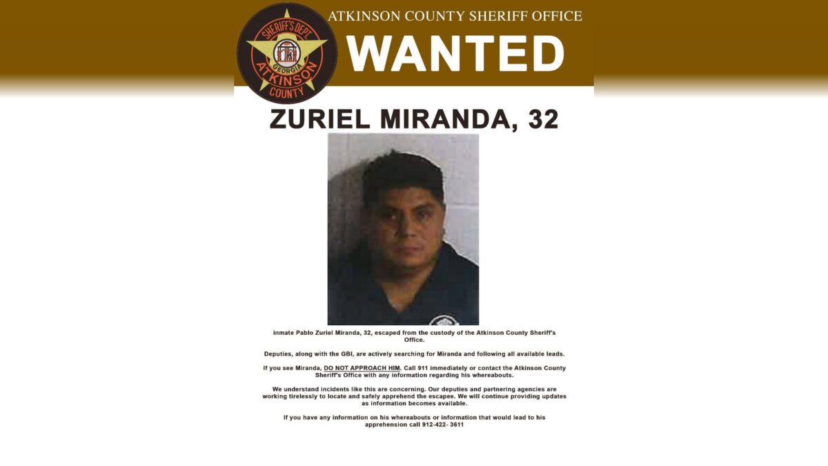Inmate escapes from Georgia jail Sunday morning
