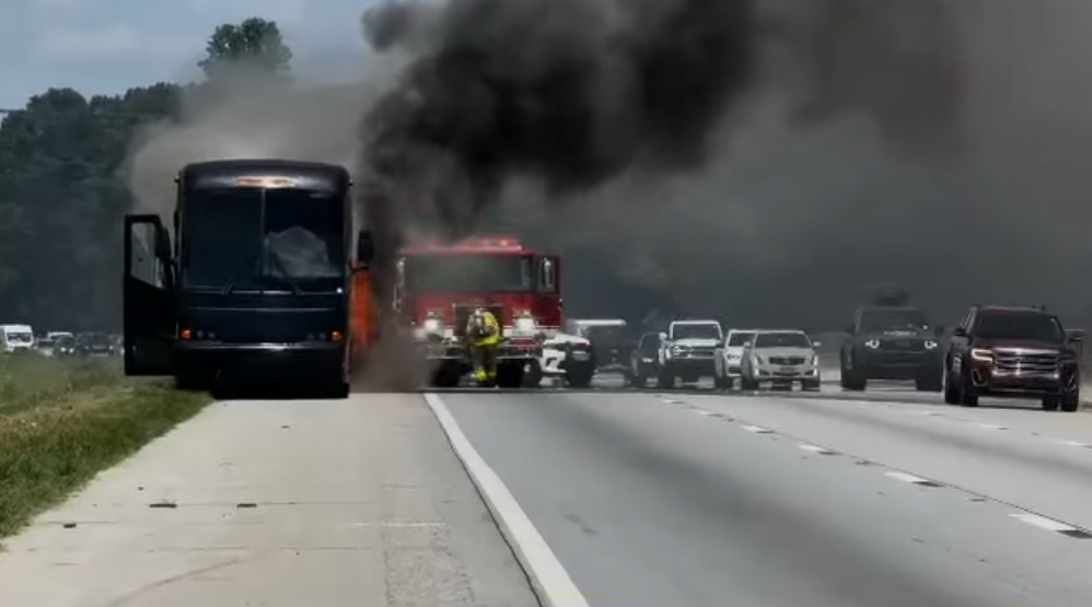 Gwinnett church bus catches fire on I-85 in South Carolina