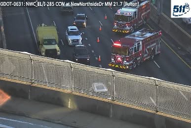 Crash blocks lanes on I-285 West in Fulton County 856186865 1652947563139935 6657253579303750675 n