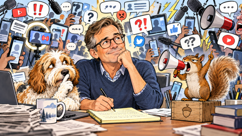 calm writer amid media cacophony